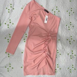 Baby pink dress.